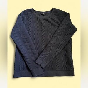 Lands' End Men's Navy Cable Knit Crewneck Sweater